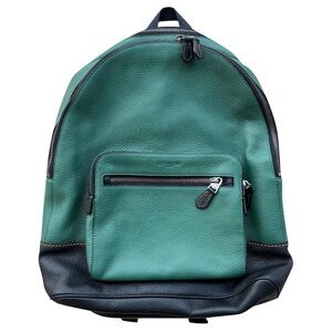 Coach Green and Black Leather Backpack